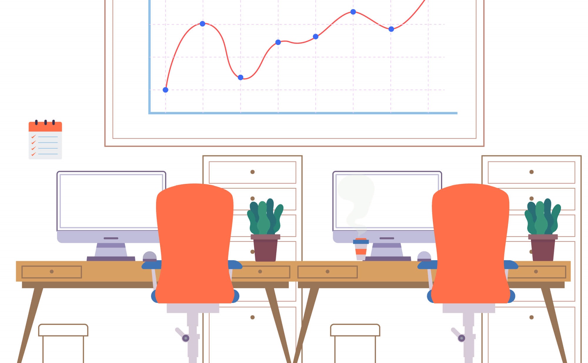 Factory business planning and production management office illustration for industrial manufacturing operations