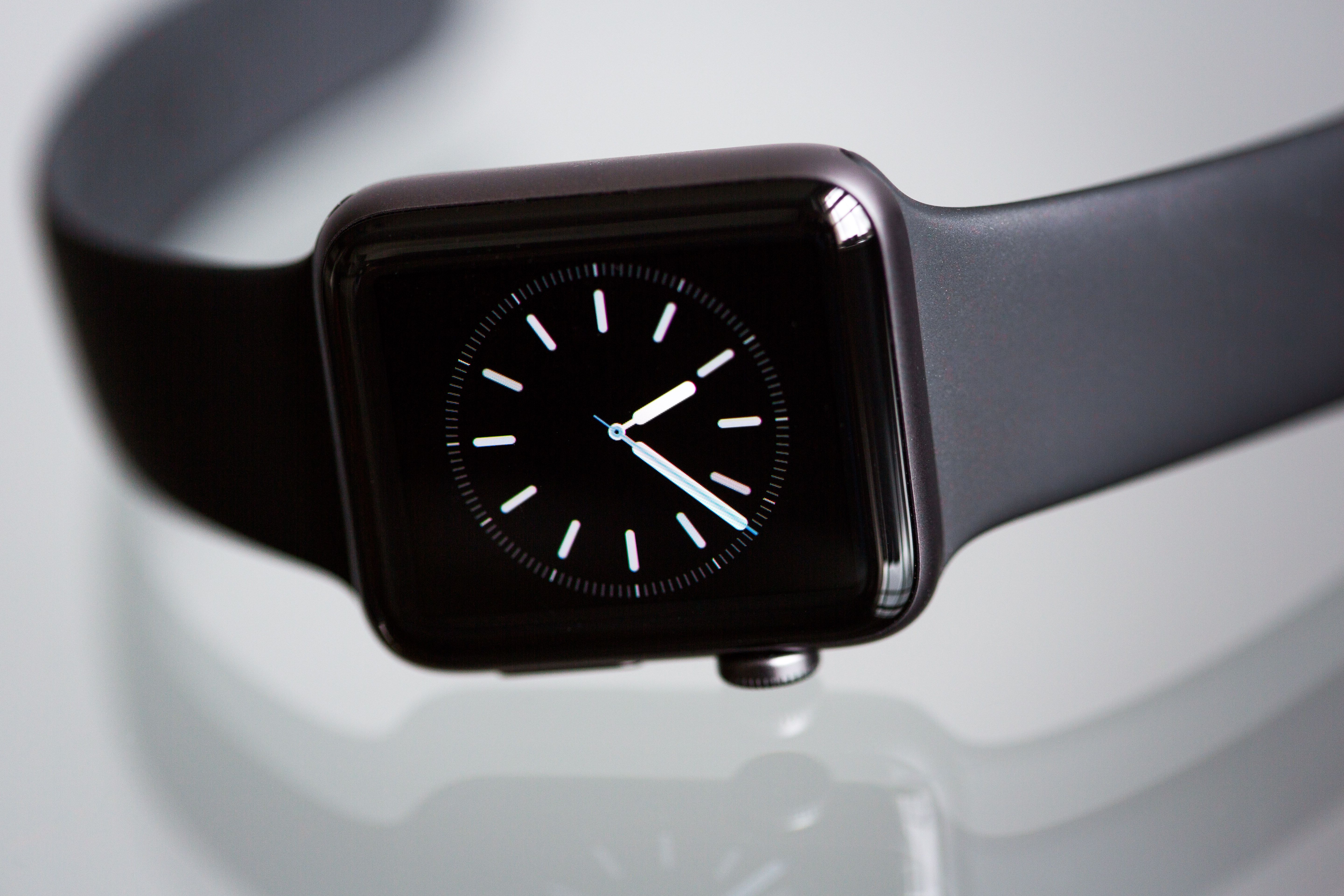 Smart watch with a black strap