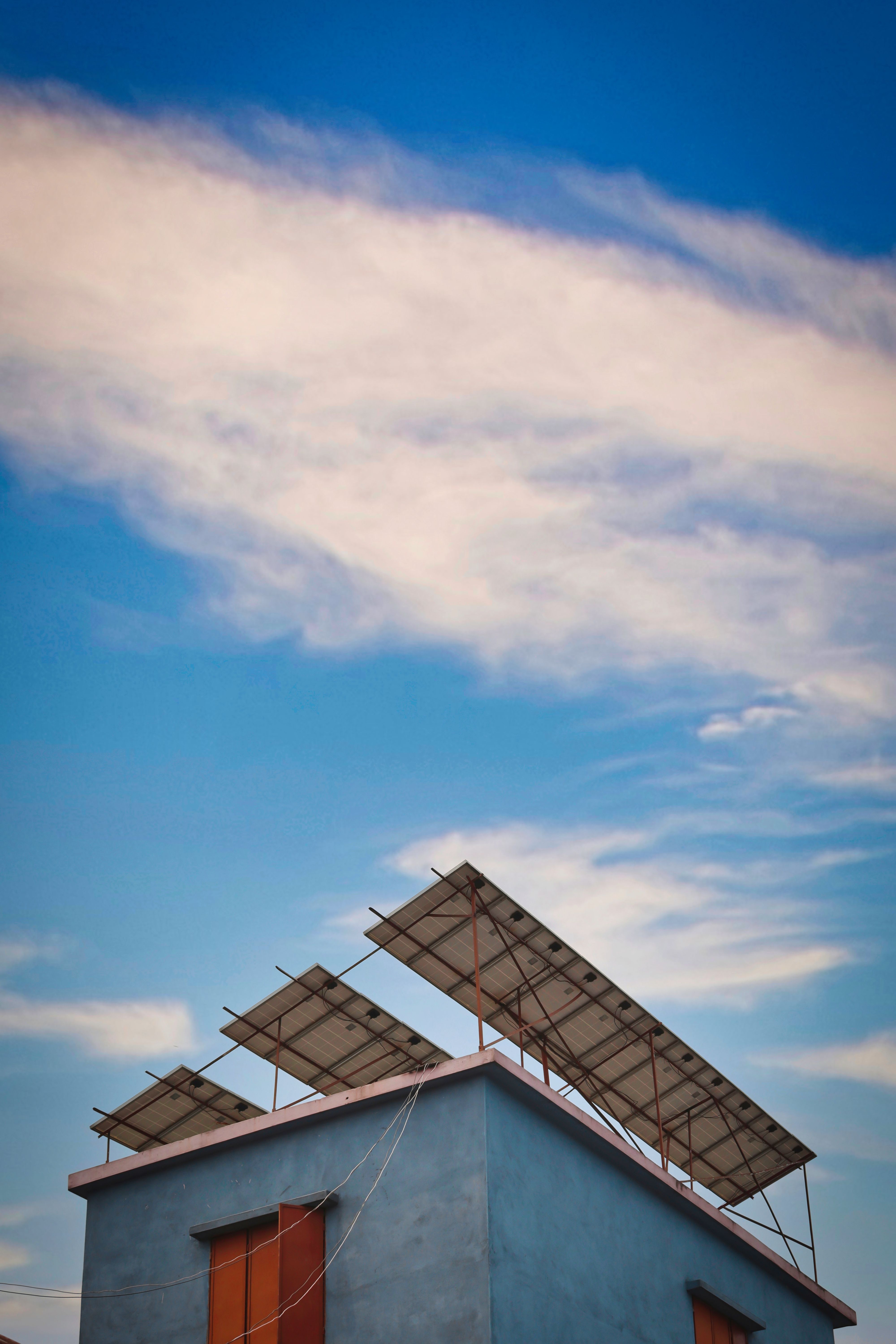 Solar panels mounted on a house roof