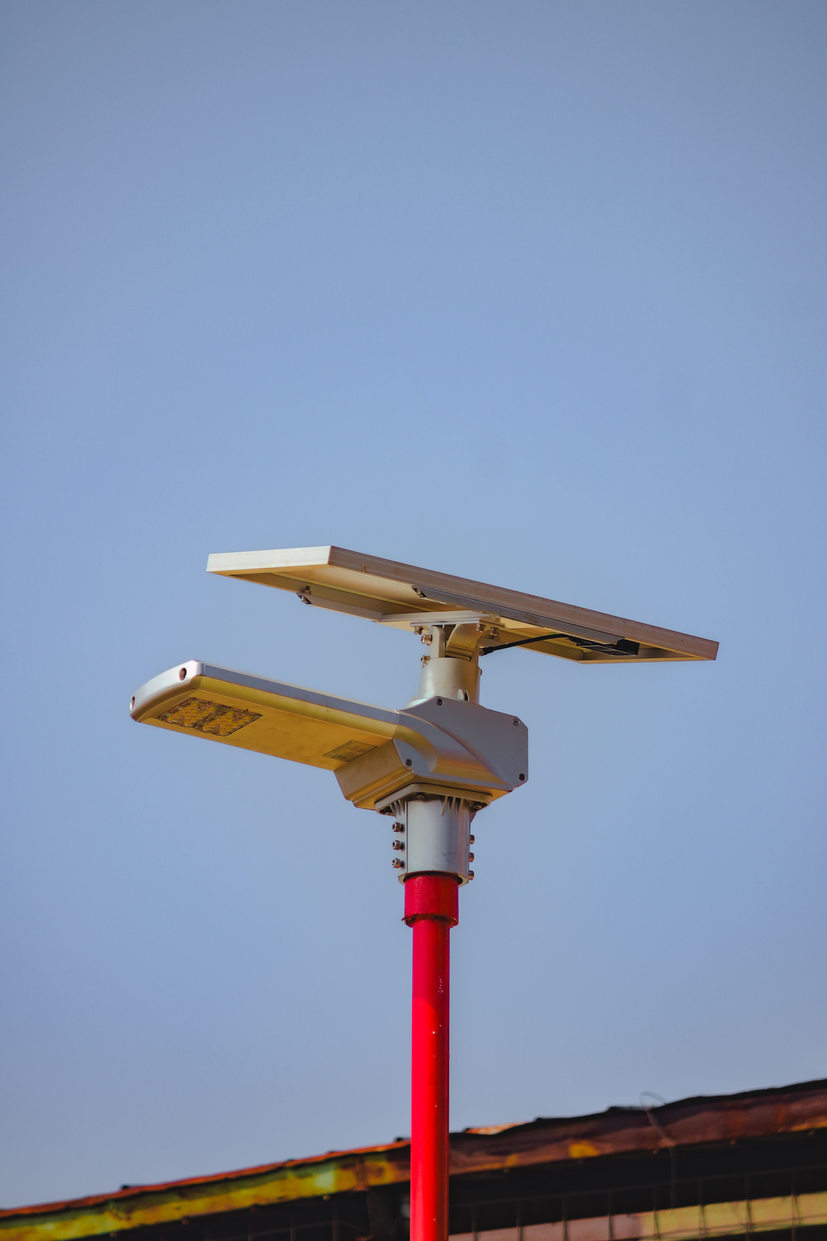 All-in-one solar street light mounted on a pole