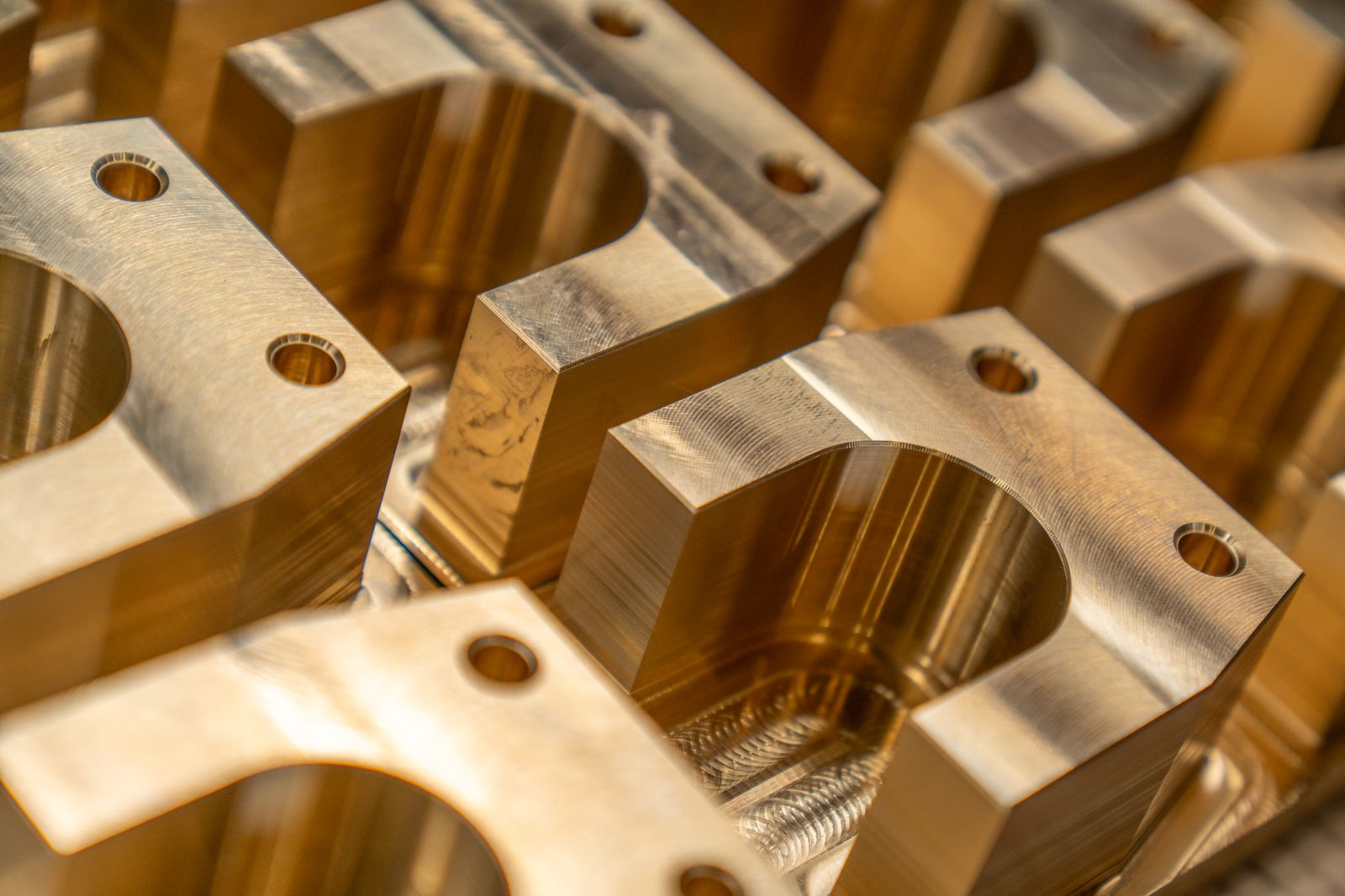 Close-up of machined tablet press tooling