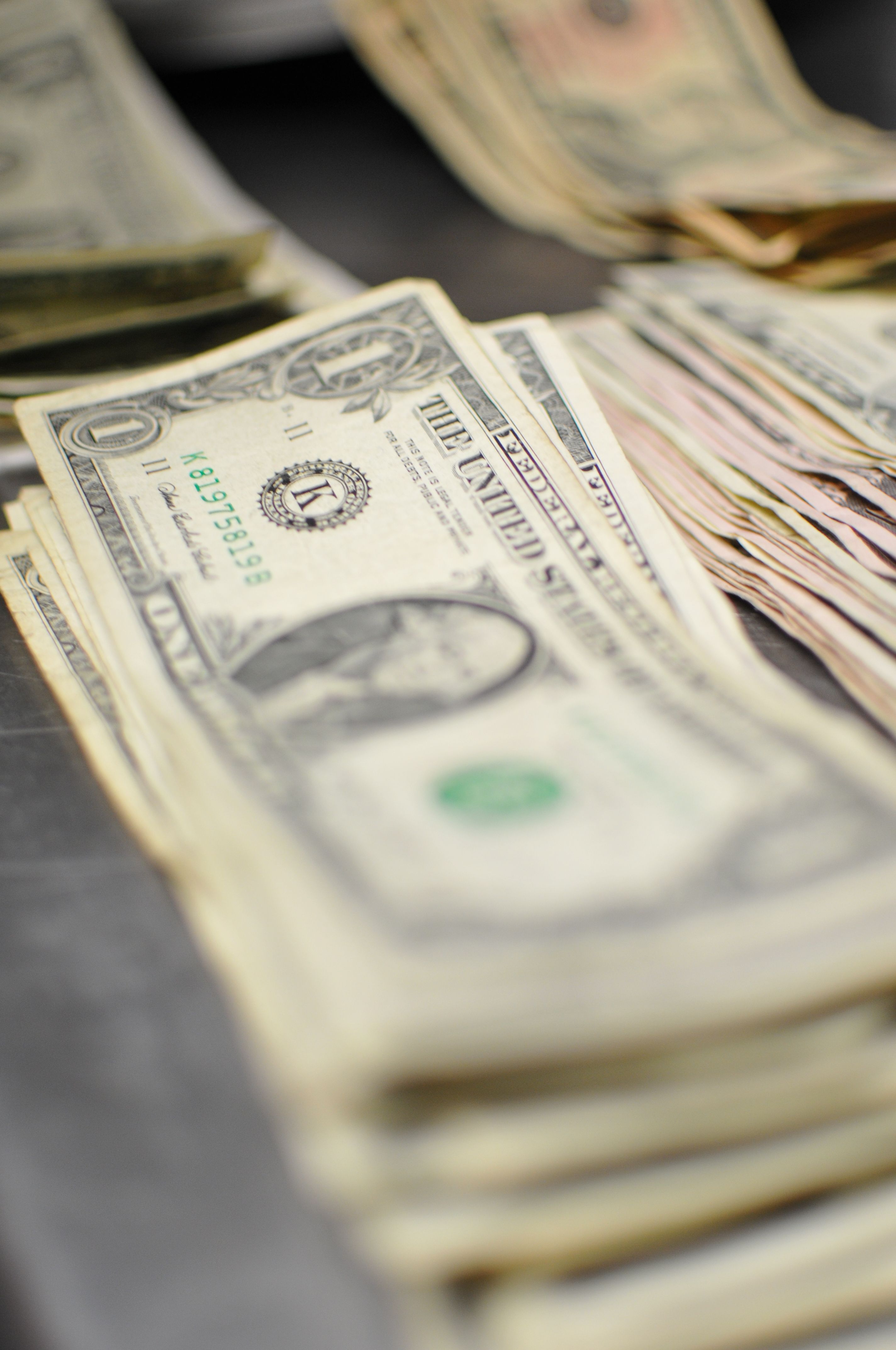 Stack of United States dollar banknotes